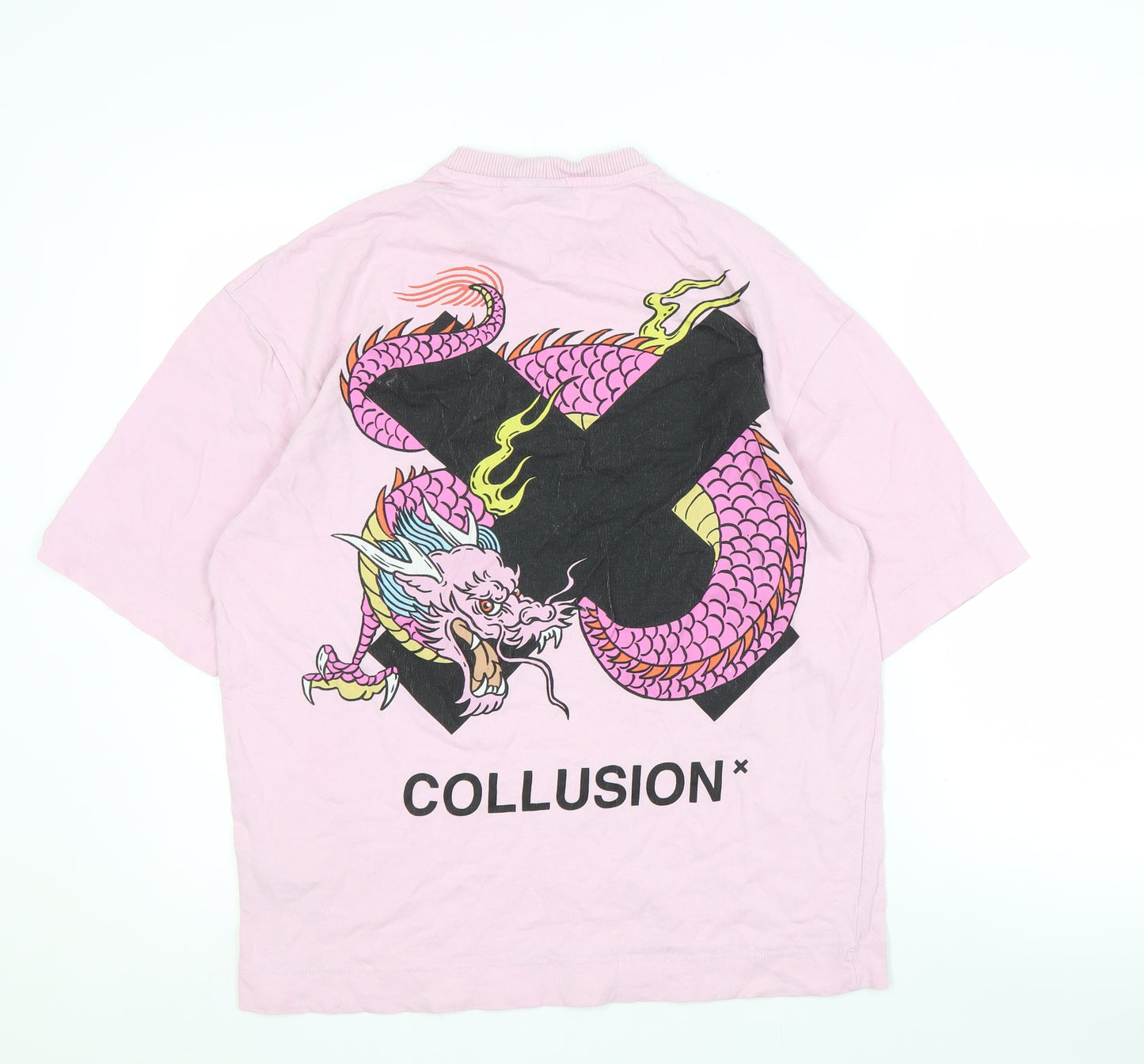 Collusion Men's Pink Anime Dragon Graphic T-Shirt, Size 32
