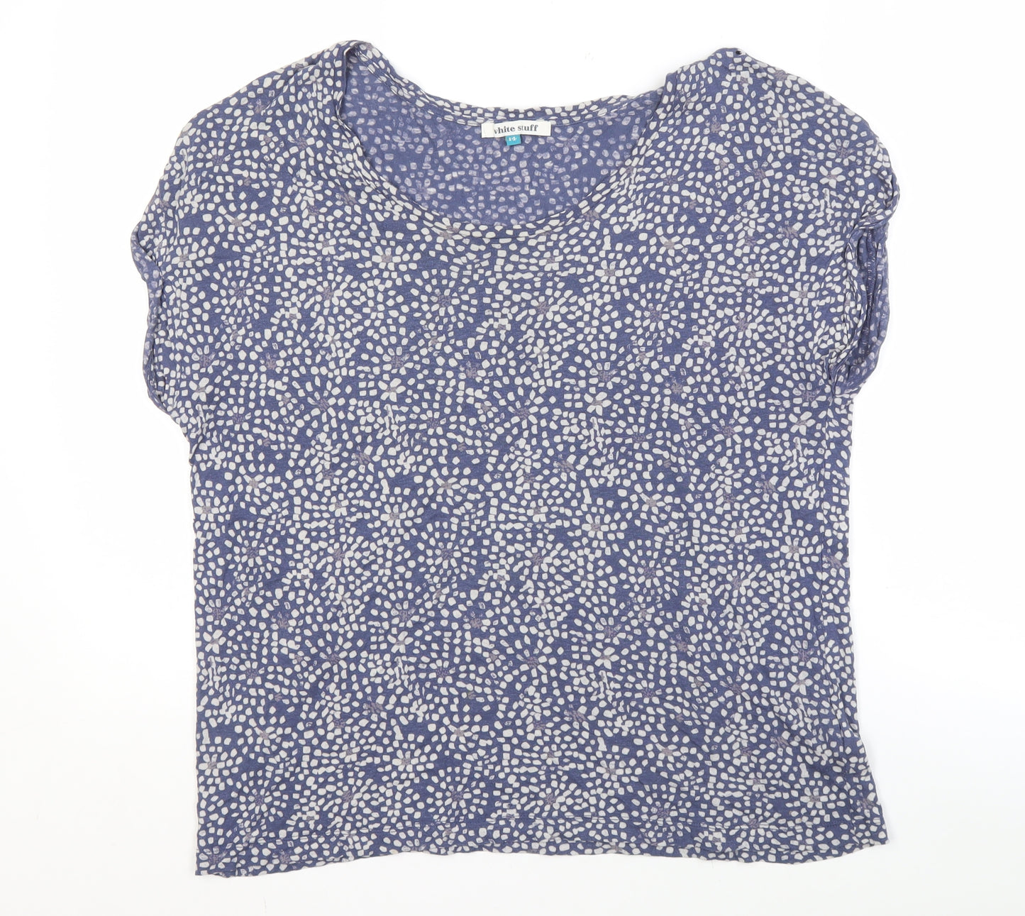 White Stuff Women's Blue Geometric T-Shirt, Size 14