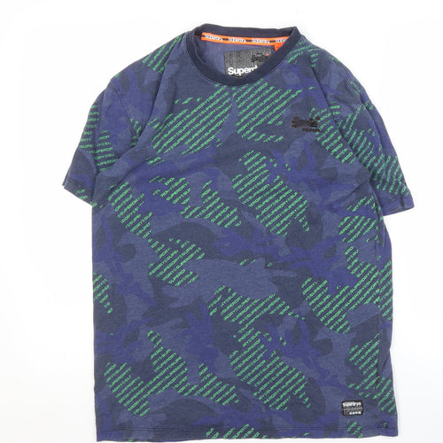 Superdry Men's Blue Camouflage T-Shirt XS
