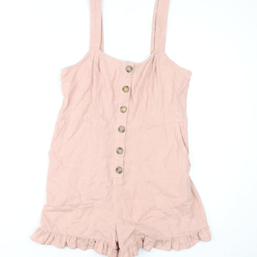 New Look Women's Pink Cotton Playsuit Size 12