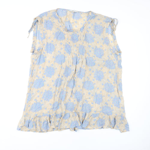 Next Women's Beige Floral Tunic Blouse Size 14