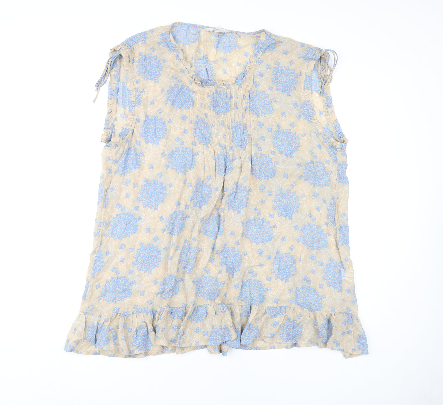 Next Women's Beige Floral Tunic Blouse Size 14
