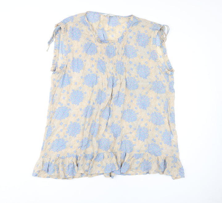 Next Women's Beige Floral Tunic Blouse Size 14