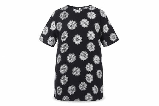 Front view of Motel Rocks Women's Black Embroidered Dress Medium