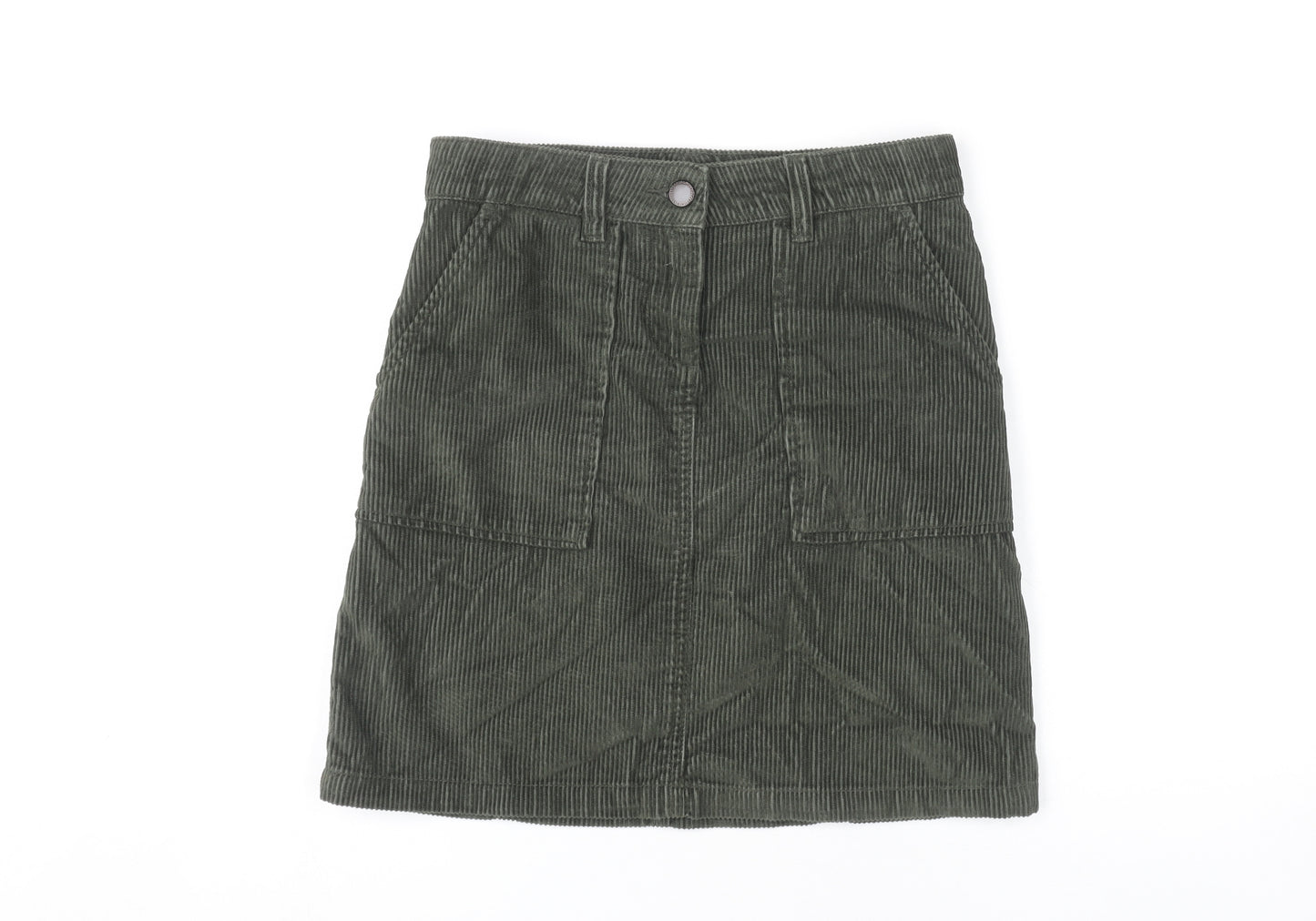 Next Women’s Green Corduroy Skirt Size 6 with Pockets