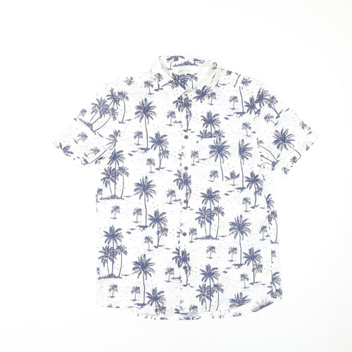 H&M Boys Beach Theme Button-Up Shirt White 13-14 Years