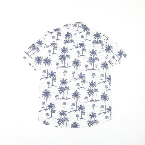 H&M Boys Beach Theme Button-Up Shirt White 13-14 Years