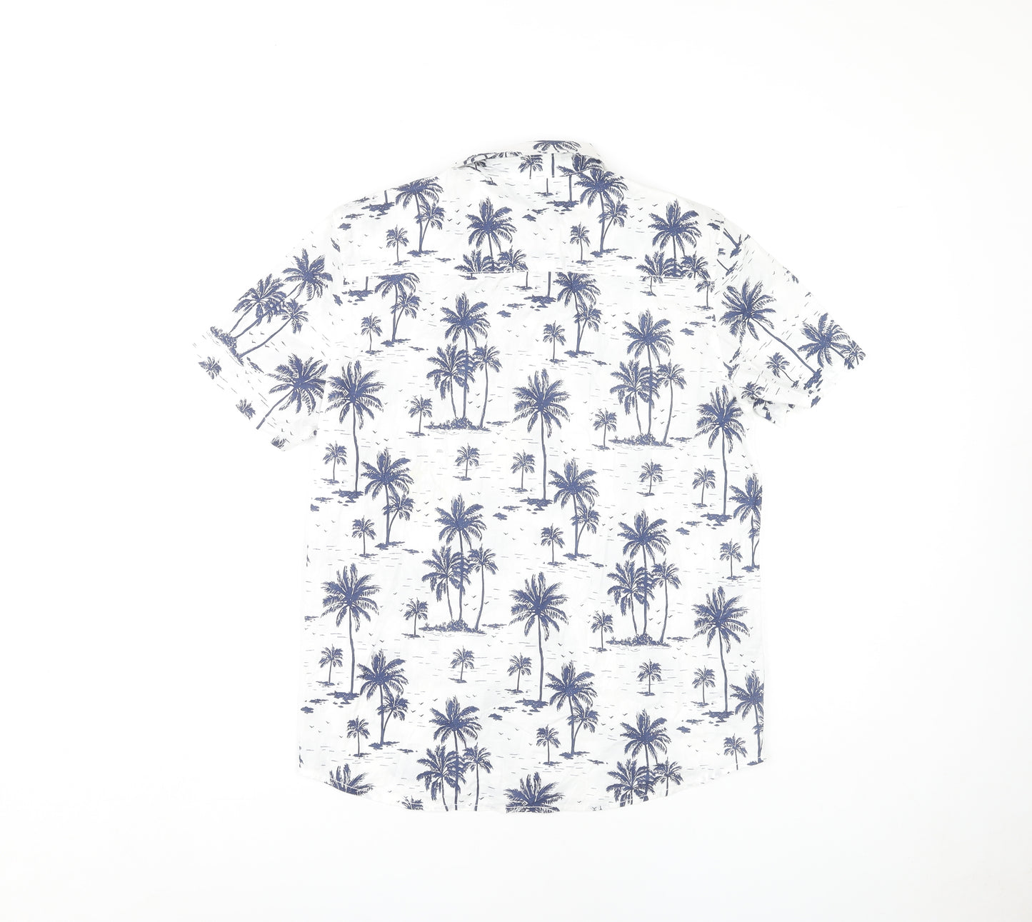H&M Boys Beach Theme Button-Up Shirt White 13-14 Years