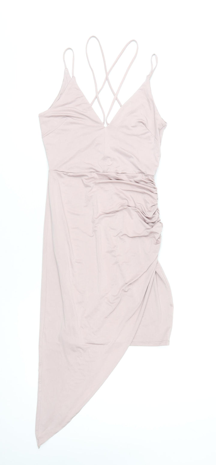 River Island Women's Pink Asymmetric Slip Dress