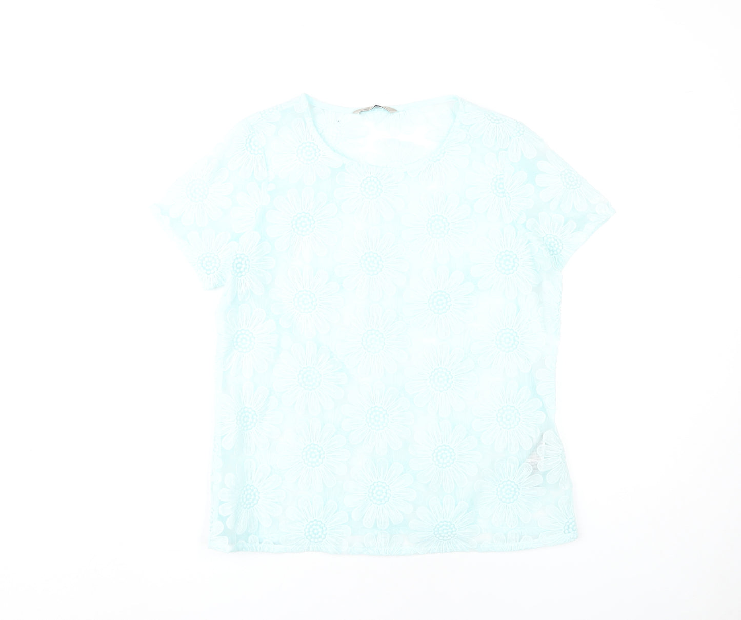 Marks and Spencer Women's Blue Floral T-Shirt, Size 10