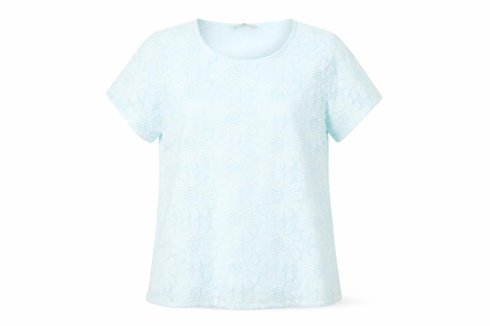 Marks and Spencer Women's Blue Floral T-Shirt, Size 10