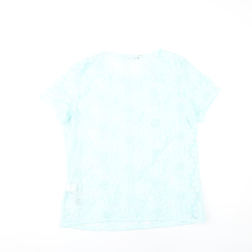 Marks and Spencer Women's Blue Floral T-Shirt, Size 10