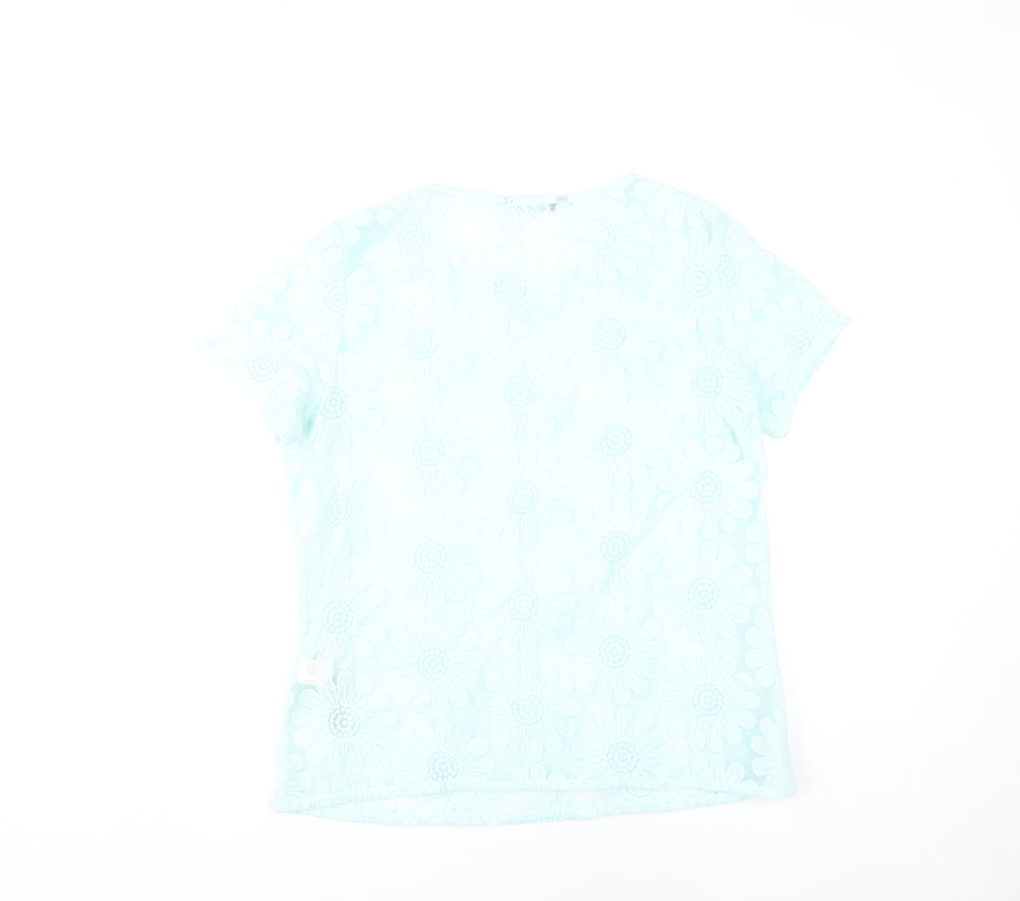 Marks and Spencer Women's Blue Floral T-Shirt, Size 10