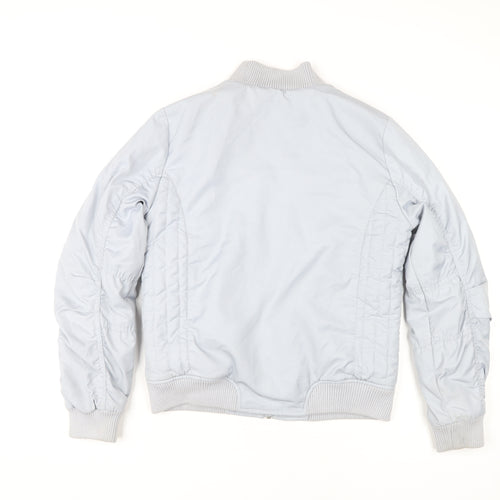 Next Girls Grey Bomber Jacket Size 158 Zipped Pockets