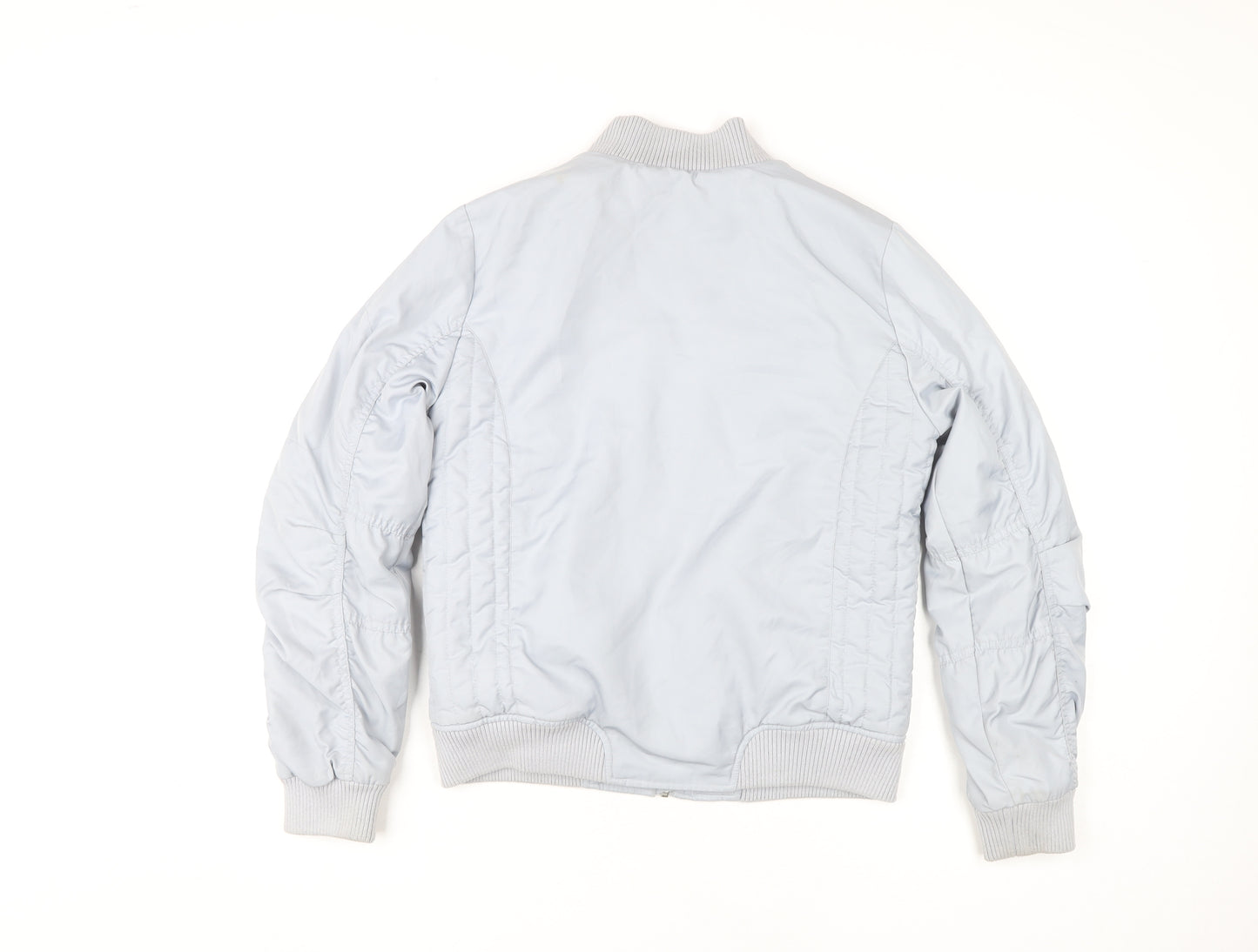 Next Girls Grey Bomber Jacket Size 158 Zipped Pockets