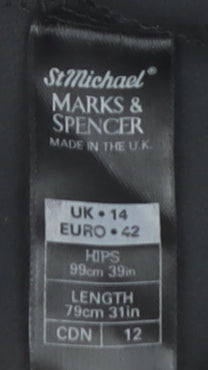 Marks & Spencer Black Midi Skirt, Size 14, Polyester