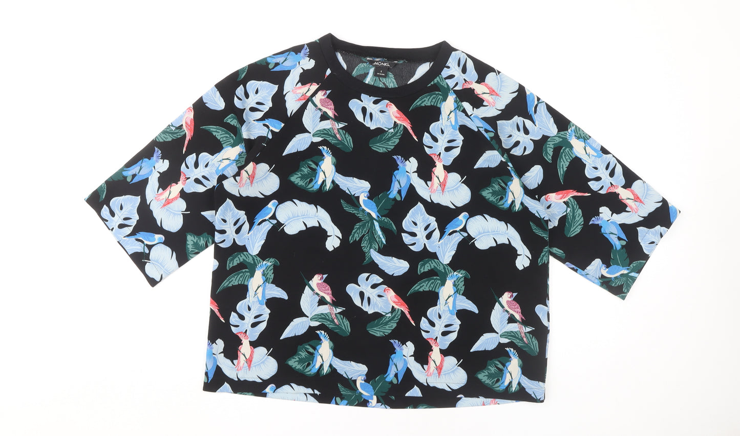 Monki Women's Black Tropical Print T-Shirt, S