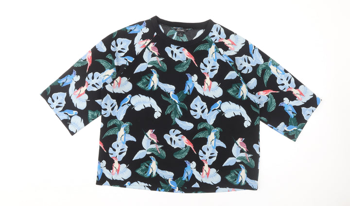 Monki Women's Black Tropical Print T-Shirt, S