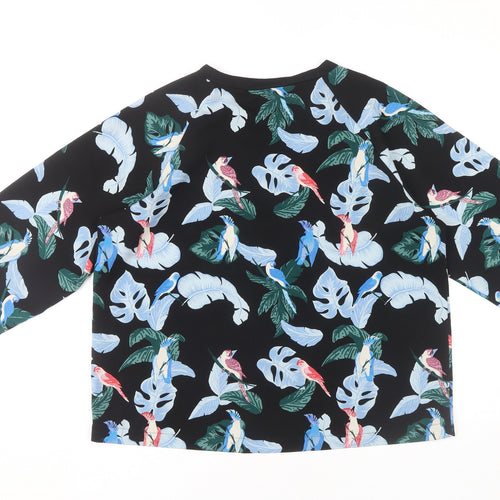 Monki Women's Black Tropical Print T-Shirt, S