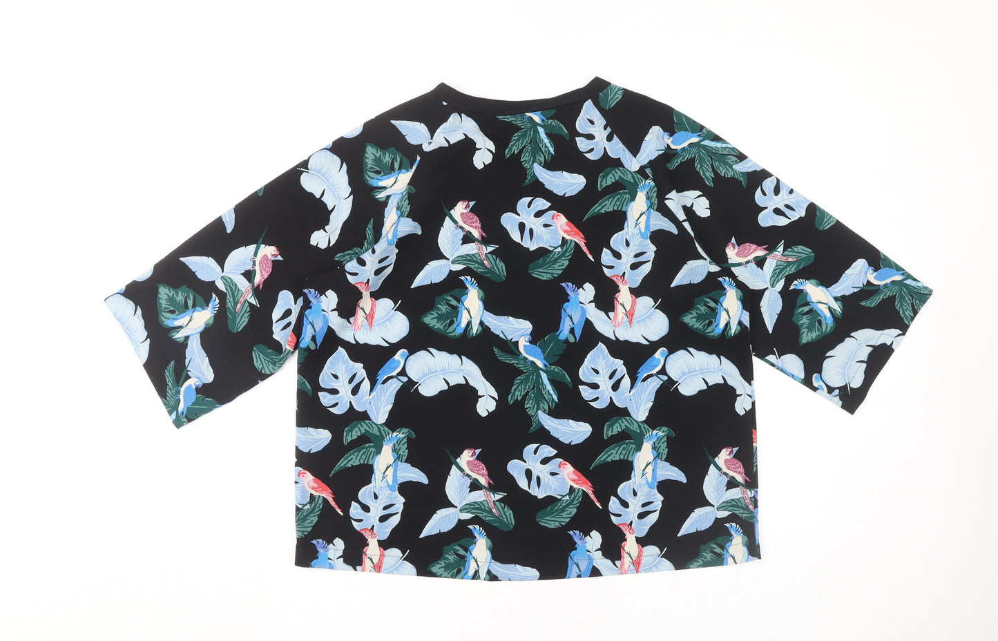 Monki Women's Black Tropical Print T-Shirt, S