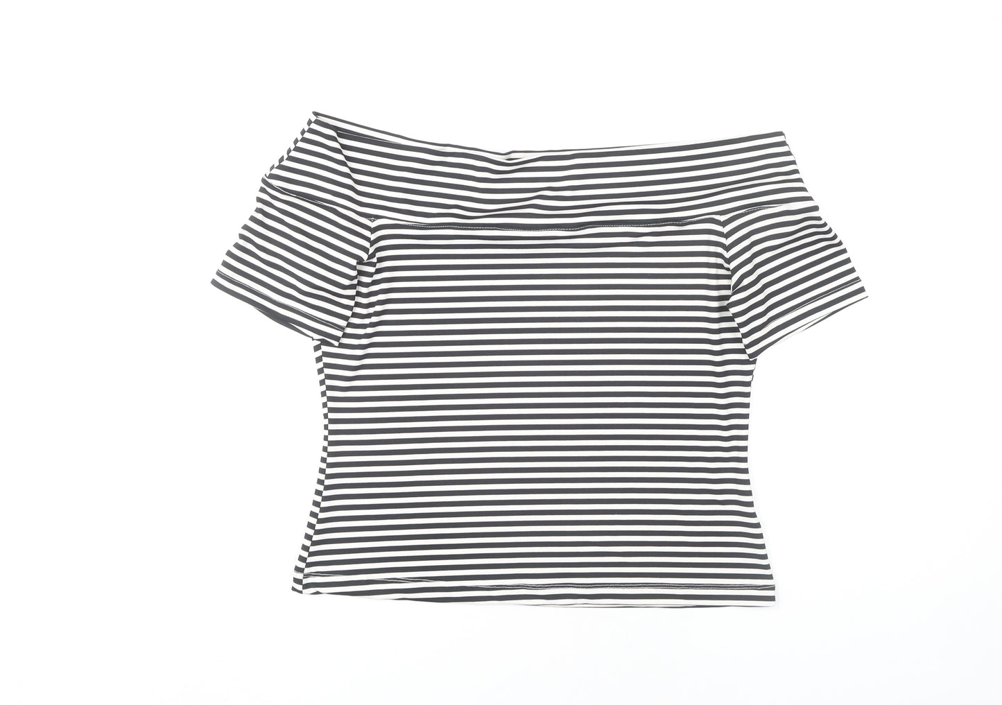 H&M Women's Black Striped Off Shoulder Top L