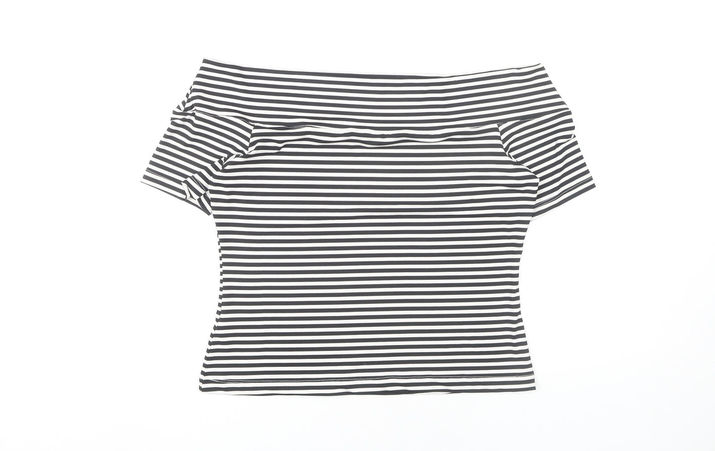 H&M Women's Black Striped Off Shoulder Top L