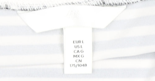 H&M Women's Black Striped Off Shoulder Top L