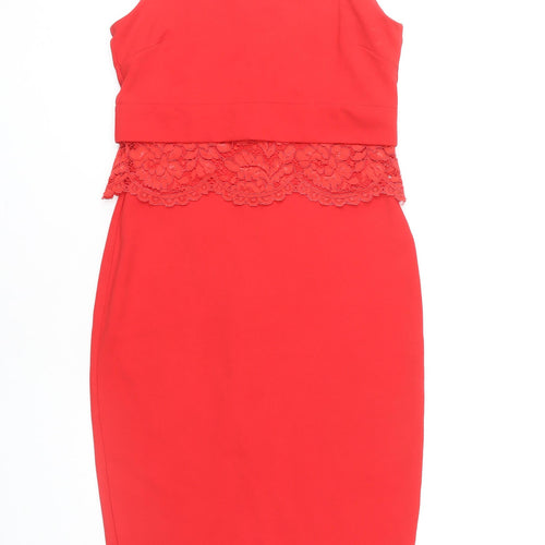 ASOS Women's Red Sleeveless Pencil Dress, Size 8