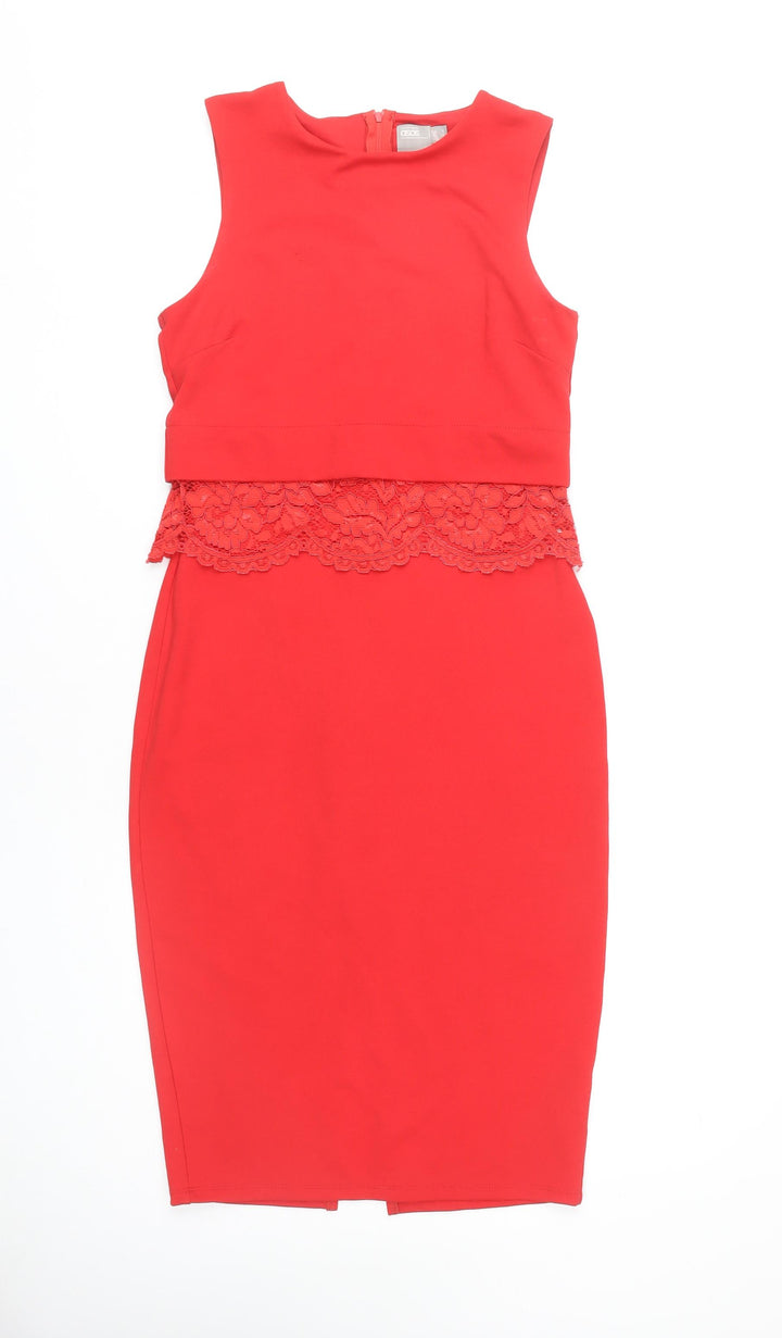 ASOS Women's Red Sleeveless Pencil Dress, Size 8