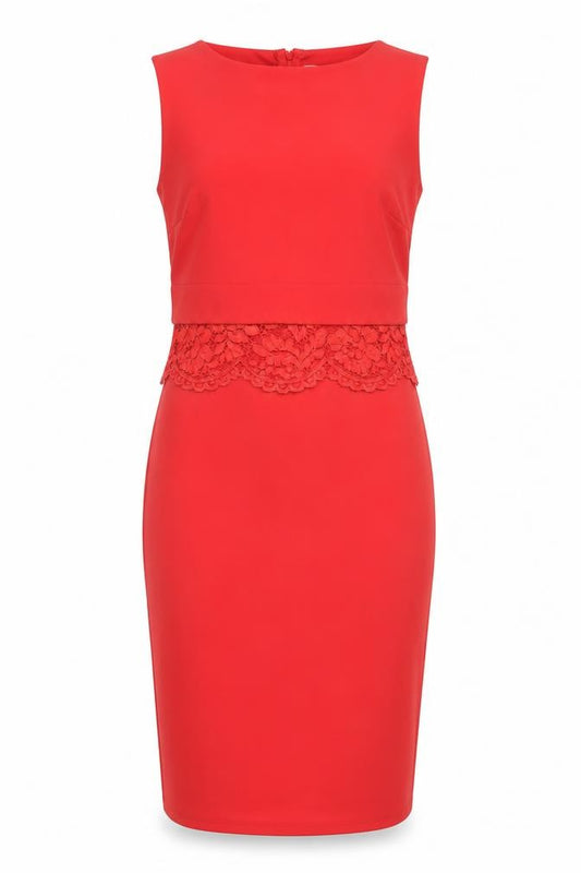 Front view of ASOS Women's Red Sleeveless Pencil Dress, size 8