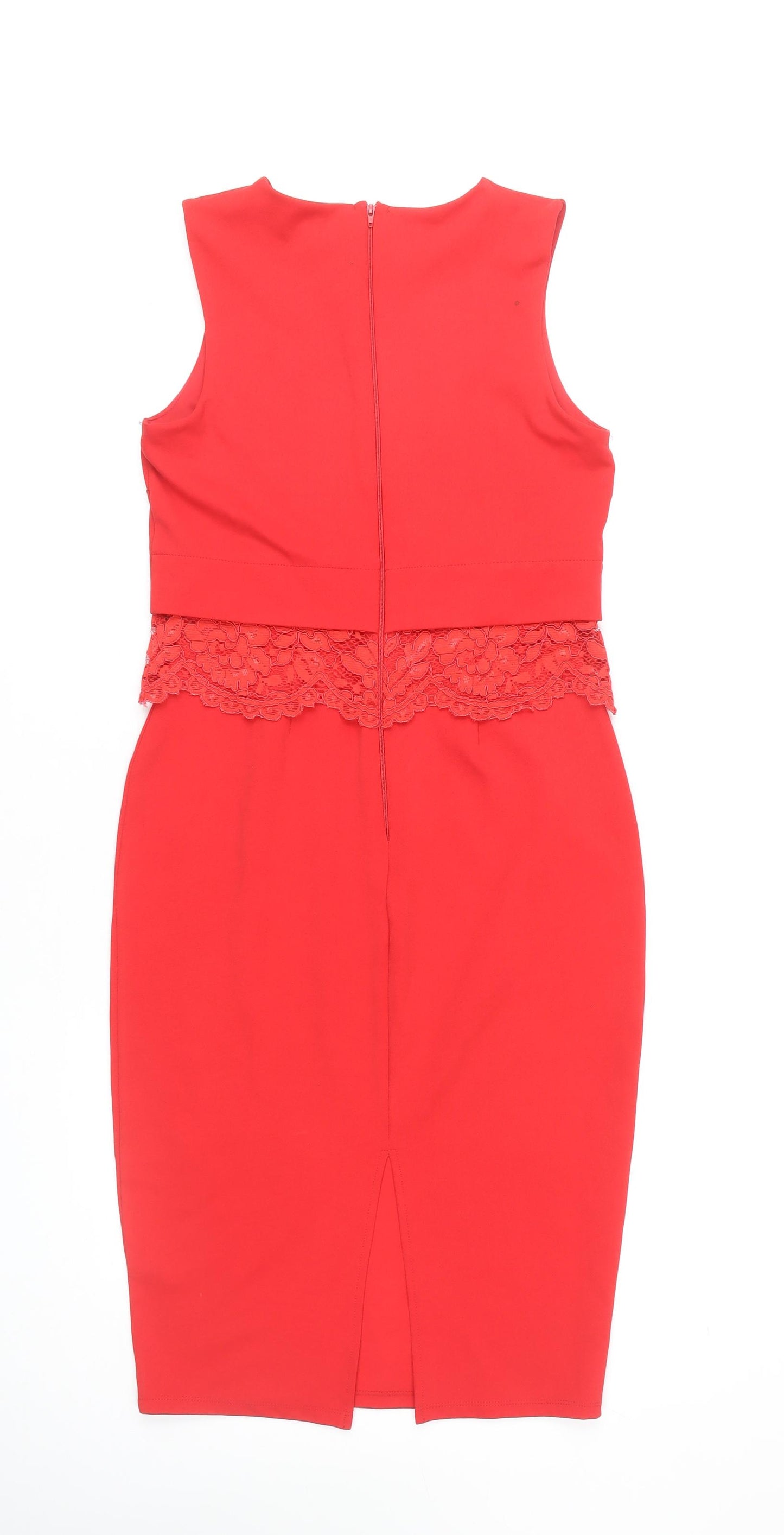 ASOS Women's Red Sleeveless Pencil Dress, Size 8