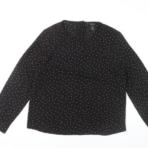 New Look Women's Black Polka Dot Blouse Size 16