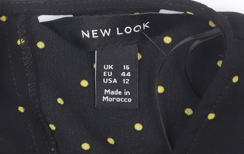 New Look Women's Black Polka Dot Blouse Size 16