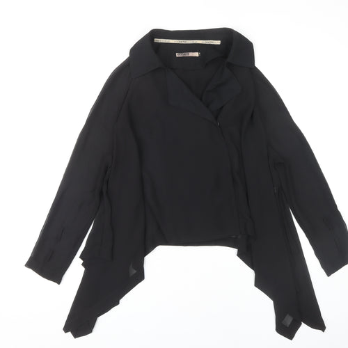 Crafted Women's Black Collared Top Size 8