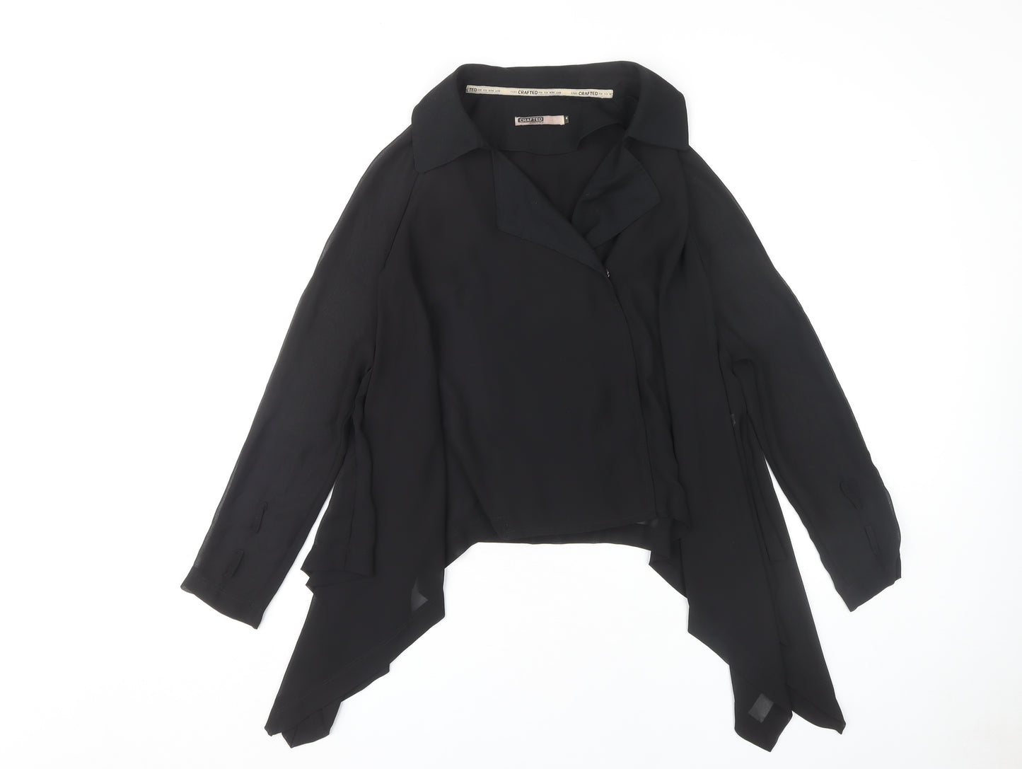 Crafted Women's Black Collared Top Size 8