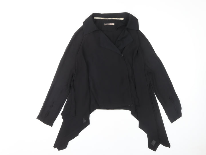 Crafted Women's Black Collared Top Size 8