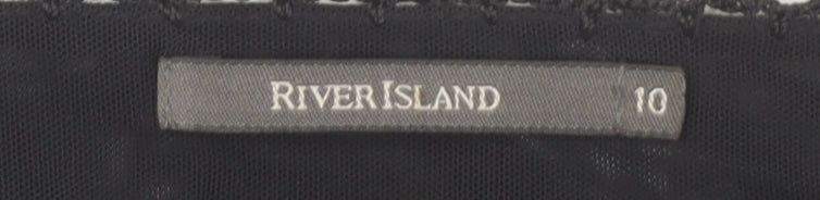 River Island Women's Black Embroidered Blouse Size 10