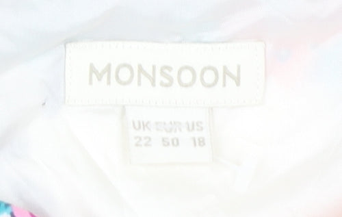 Monsoon Women's Floral Dress, Size 22, Multicoloured V-Neck