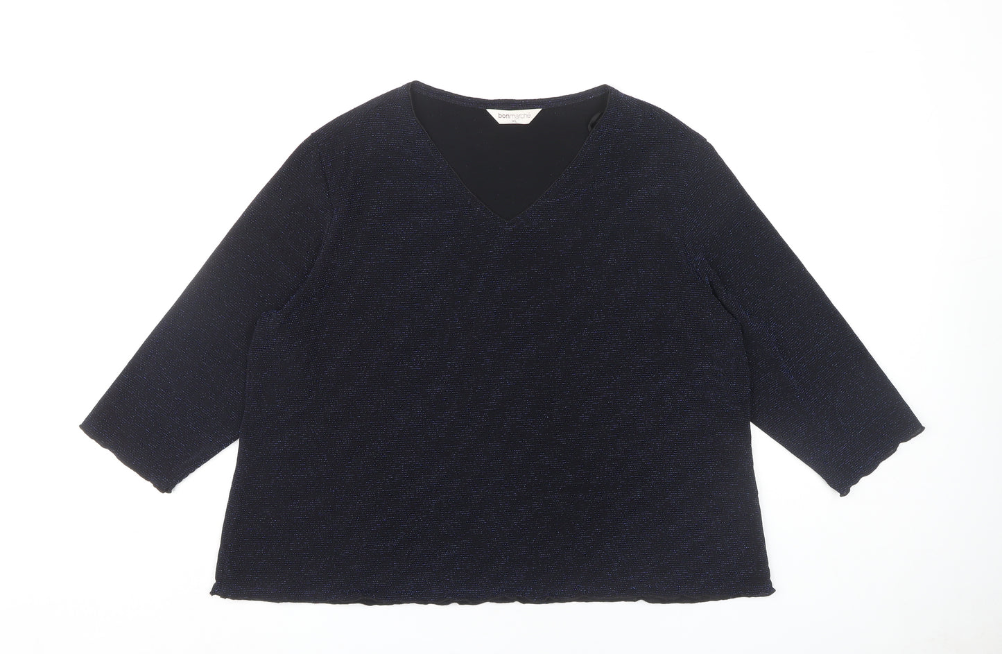 Bonmarché Women's Black XL V-Neck Top