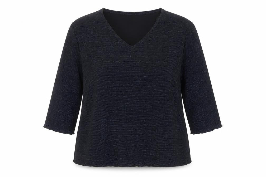 Front view of Bonmarché Women's Black XL V-Neck Top