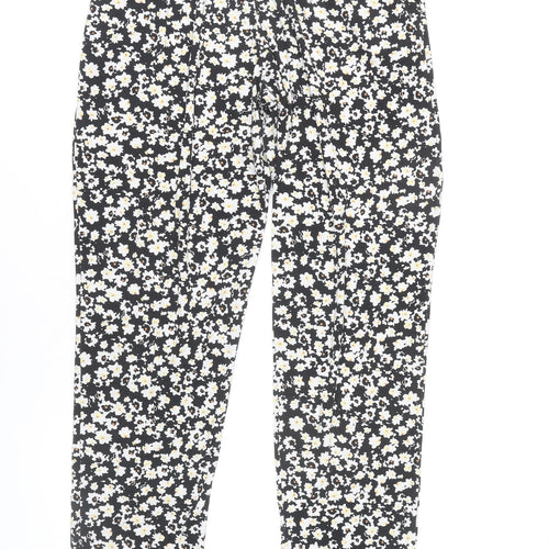 Dorothy Perkins Women's Black Floral Tapered Trousers M