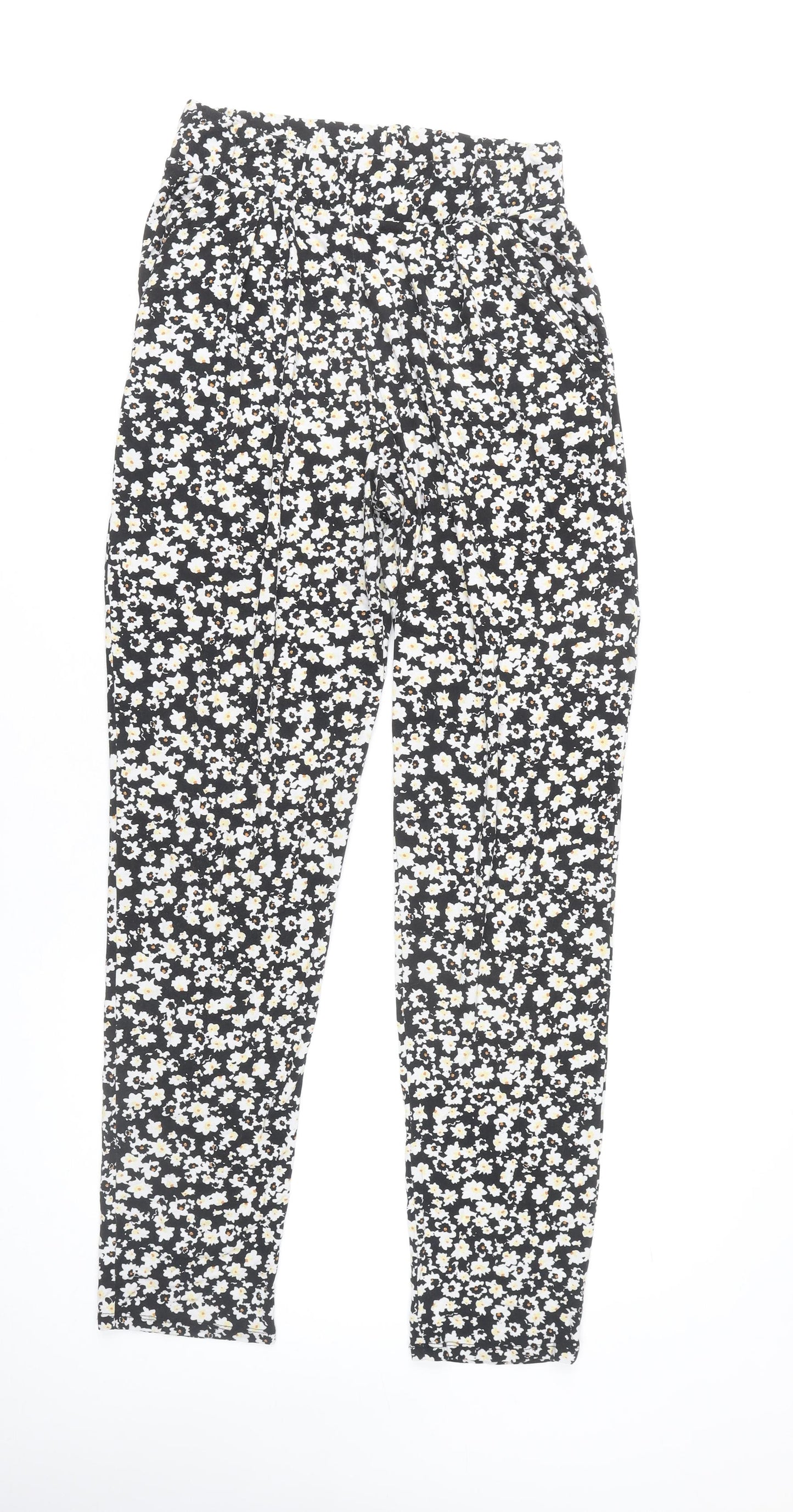 Dorothy Perkins Women's Black Floral Tapered Trousers M