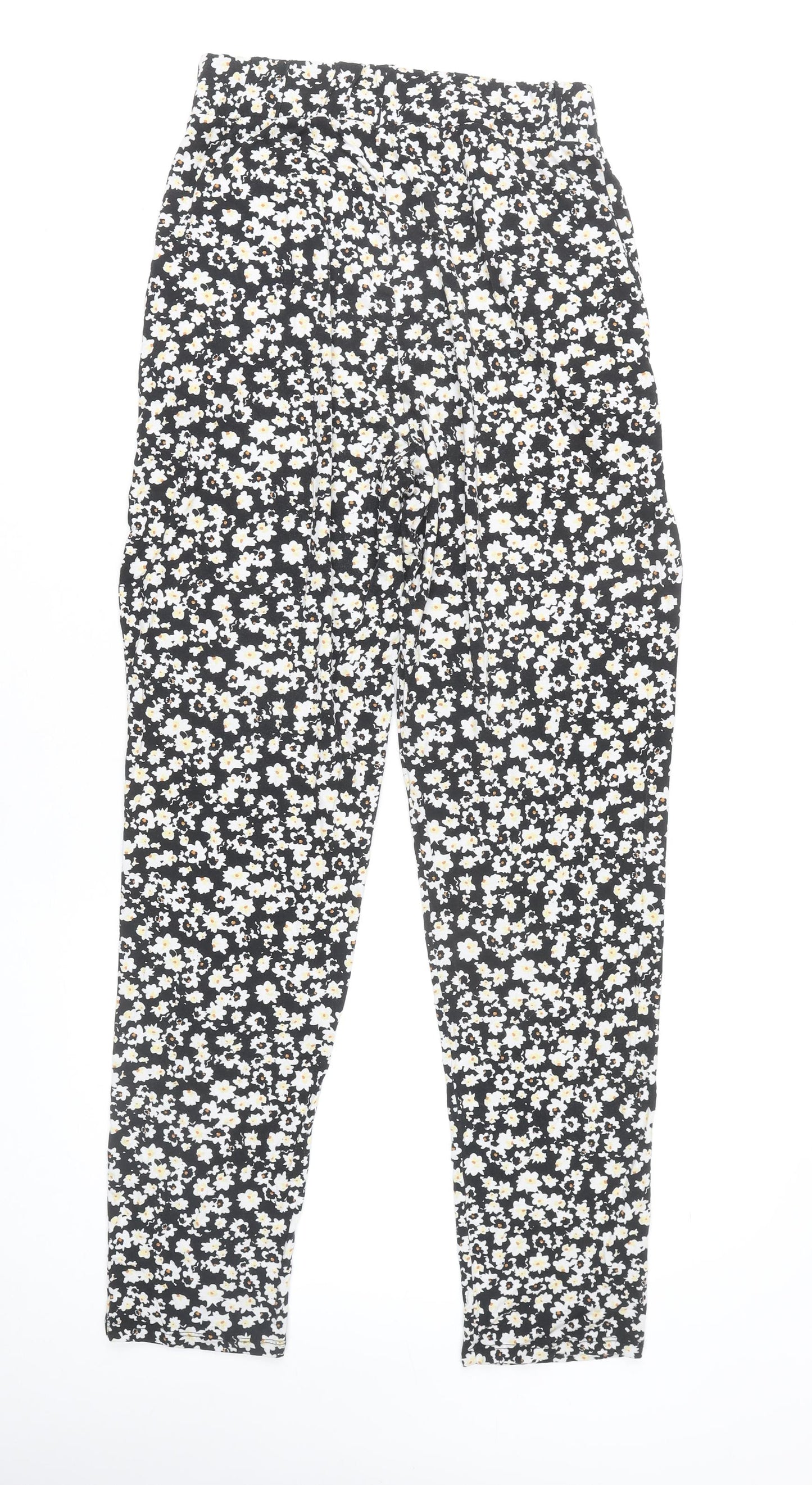 Dorothy Perkins Women's Black Floral Tapered Trousers M