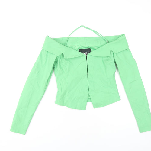 Zara Women's Green Cropped Blouse, S, Off Shoulder