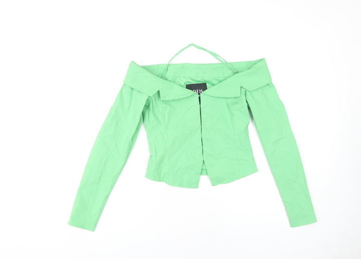 Zara Women's Green Cropped Blouse, S, Off Shoulder