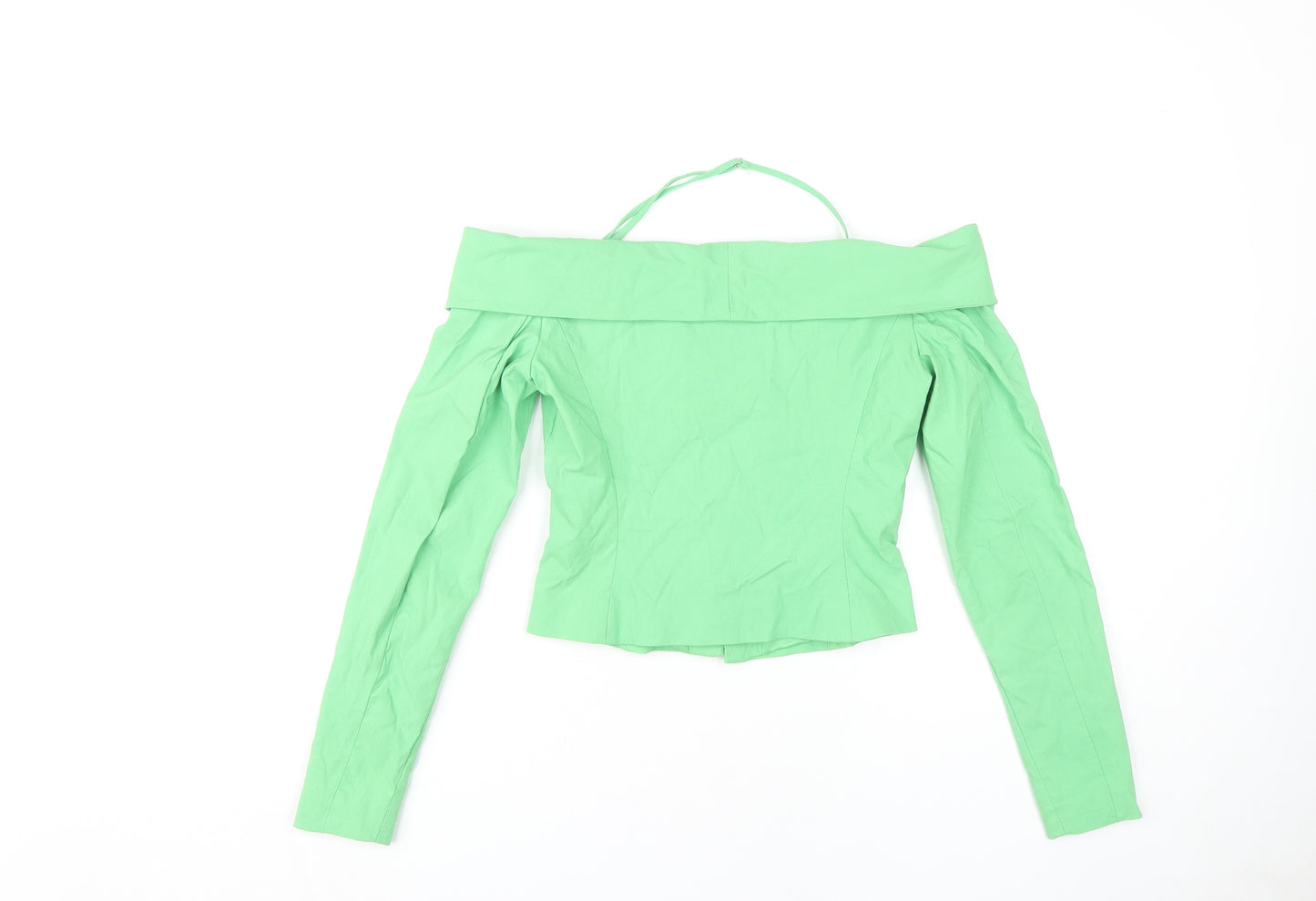 Zara Women's Green Cropped Blouse, S, Off Shoulder