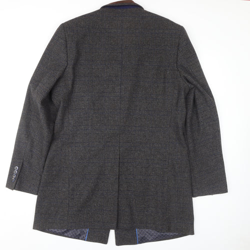 Broadstone Bros Men's Grey L Check Overcoat, Size L