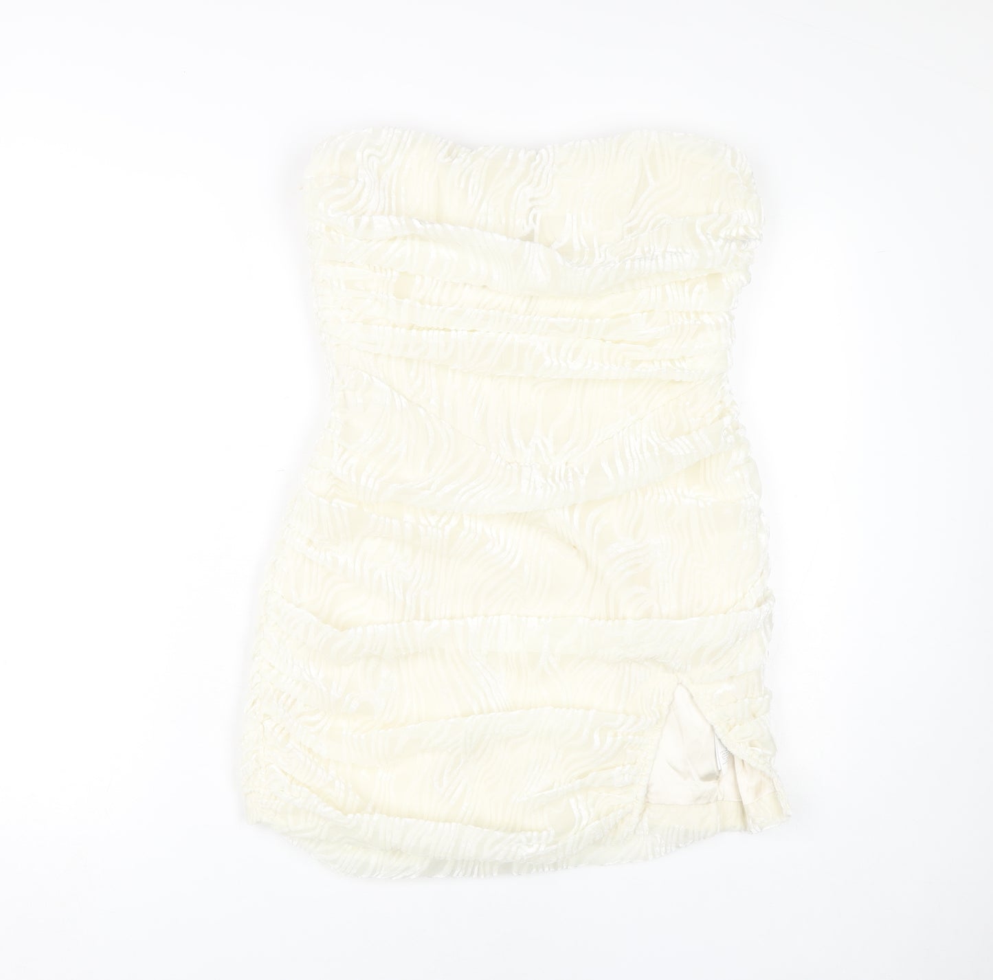 PrettyLittleThing Ivory Sheath Dress, Size 12, Party Glam