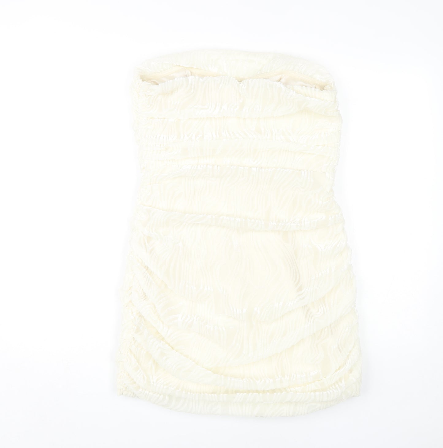 PrettyLittleThing Ivory Sheath Dress, Size 12, Party Glam
