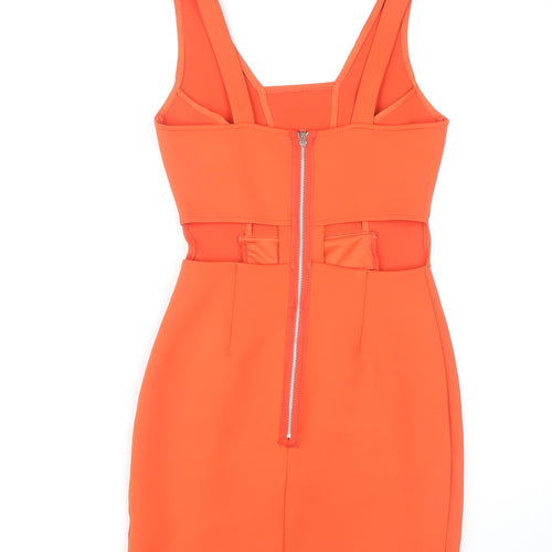 Topshop Orange Bodycon Mini Dress - Size 8, Party Wear